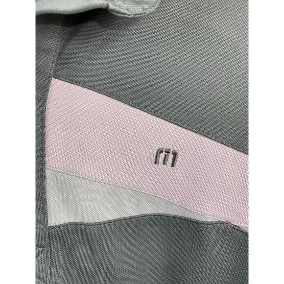 TRAVIS MATHEW Polo SHIRT MENS MEDIUM GRAY Pink Golf Performance Athleisure - Picture 5 of 11